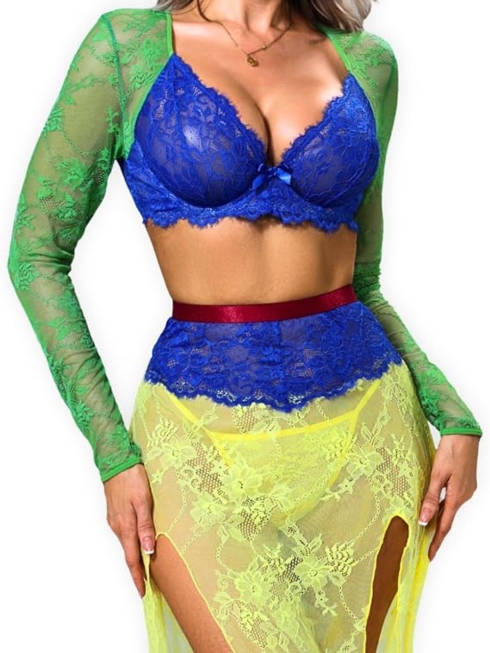 3 Pc Lace Lingerie Set | Size: L